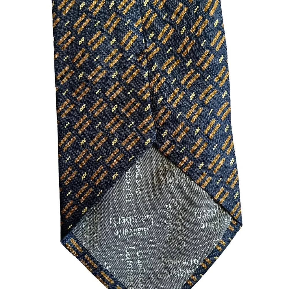 Gian Carlo Lamberti Mens Ties Lot of 2 100% Silk Handmade in Italy Geometric